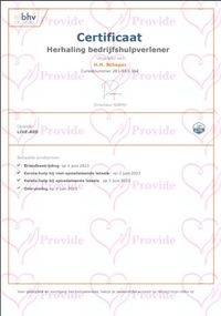 Certificaat Herhaling BHV 02-06-2023