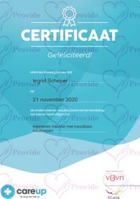 Certificaat Injecteren insuline met navulbare insulinepen 21-11-2020